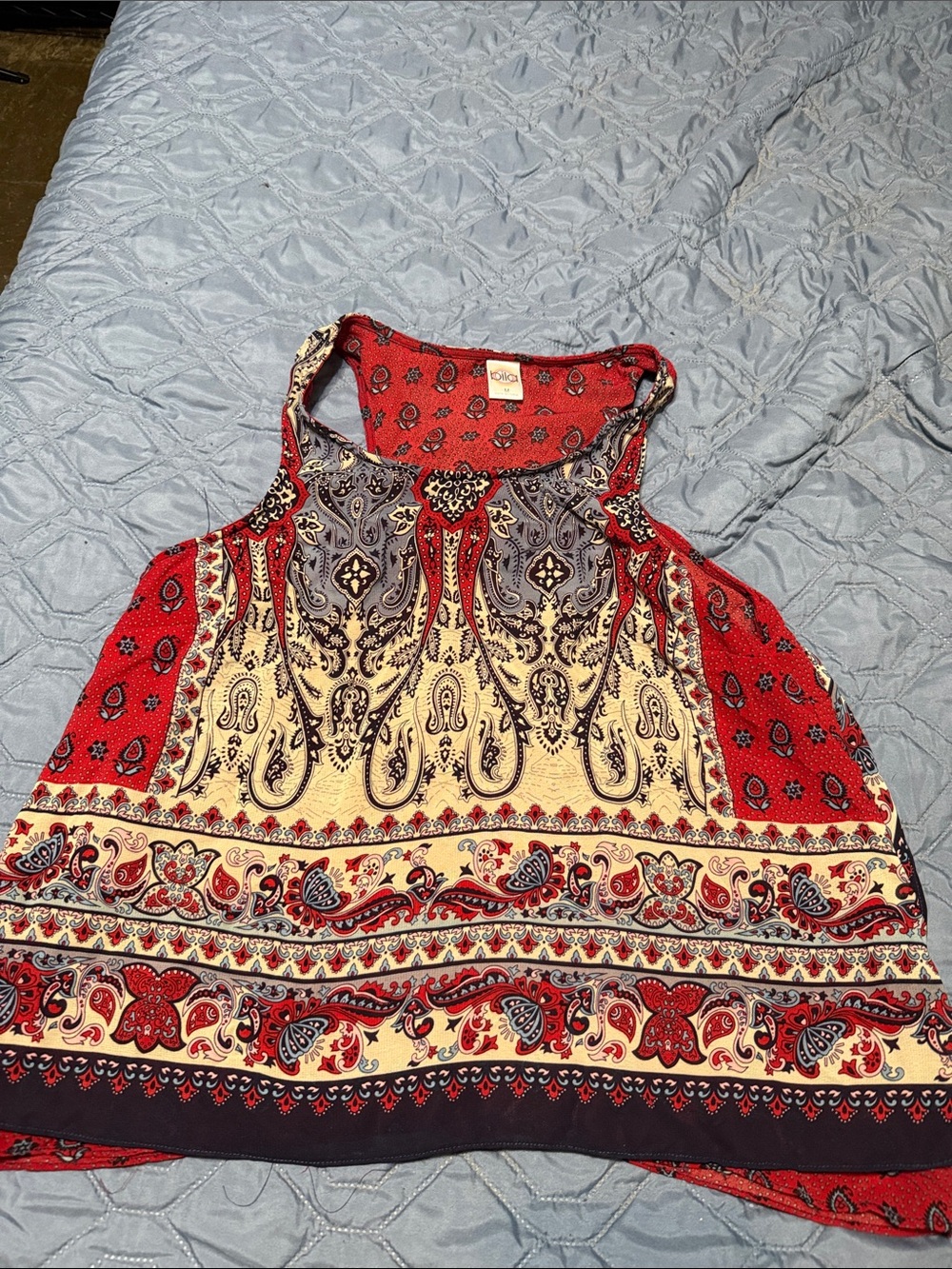 Bila Red Paisley Halter Tank Top